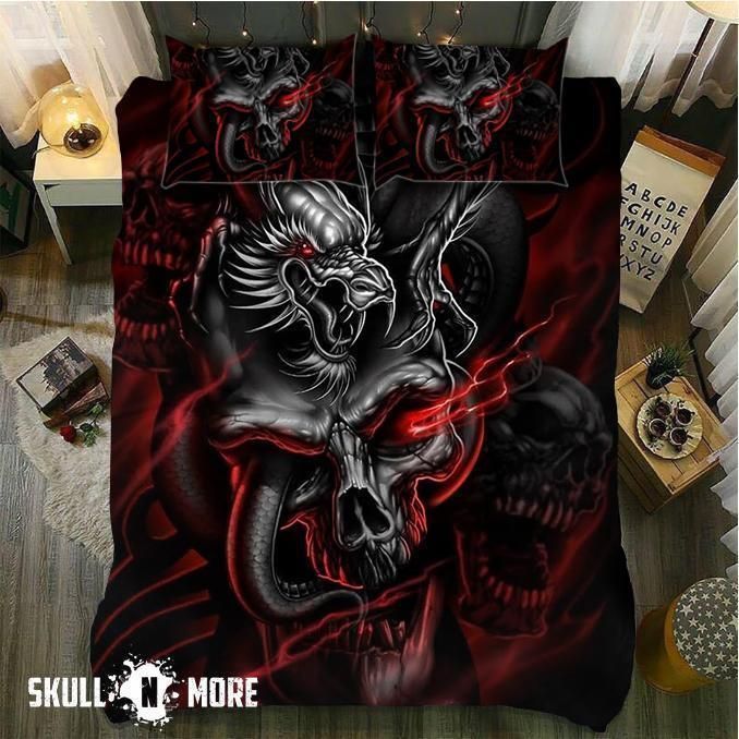 Dragon Red Eyes Skull Bedding Set