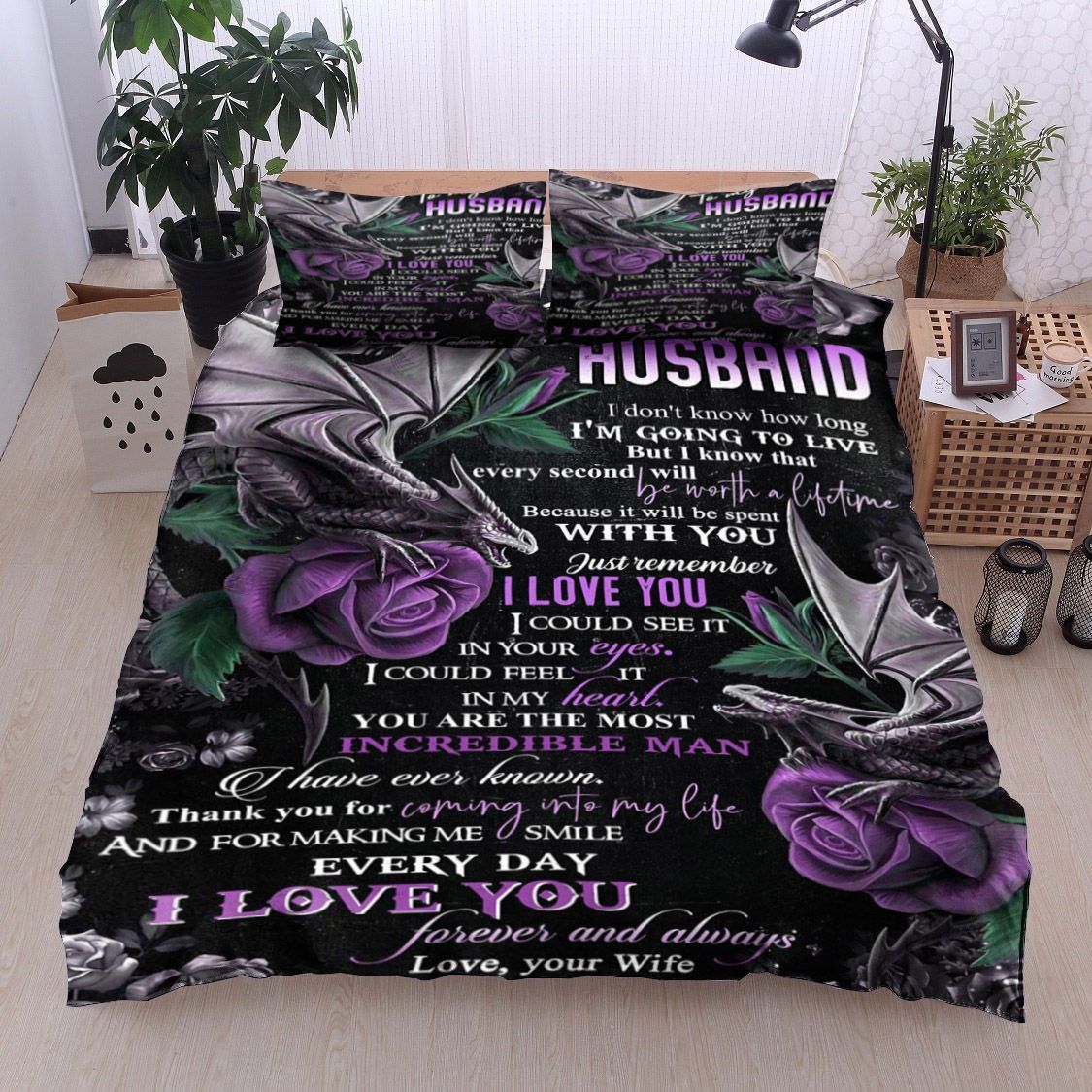 Dragon Rose To My Husband Bedding Set