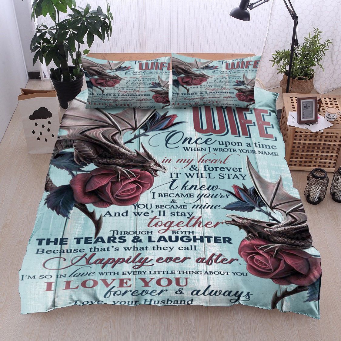 Dragon Rose To My Wife Bedding Set