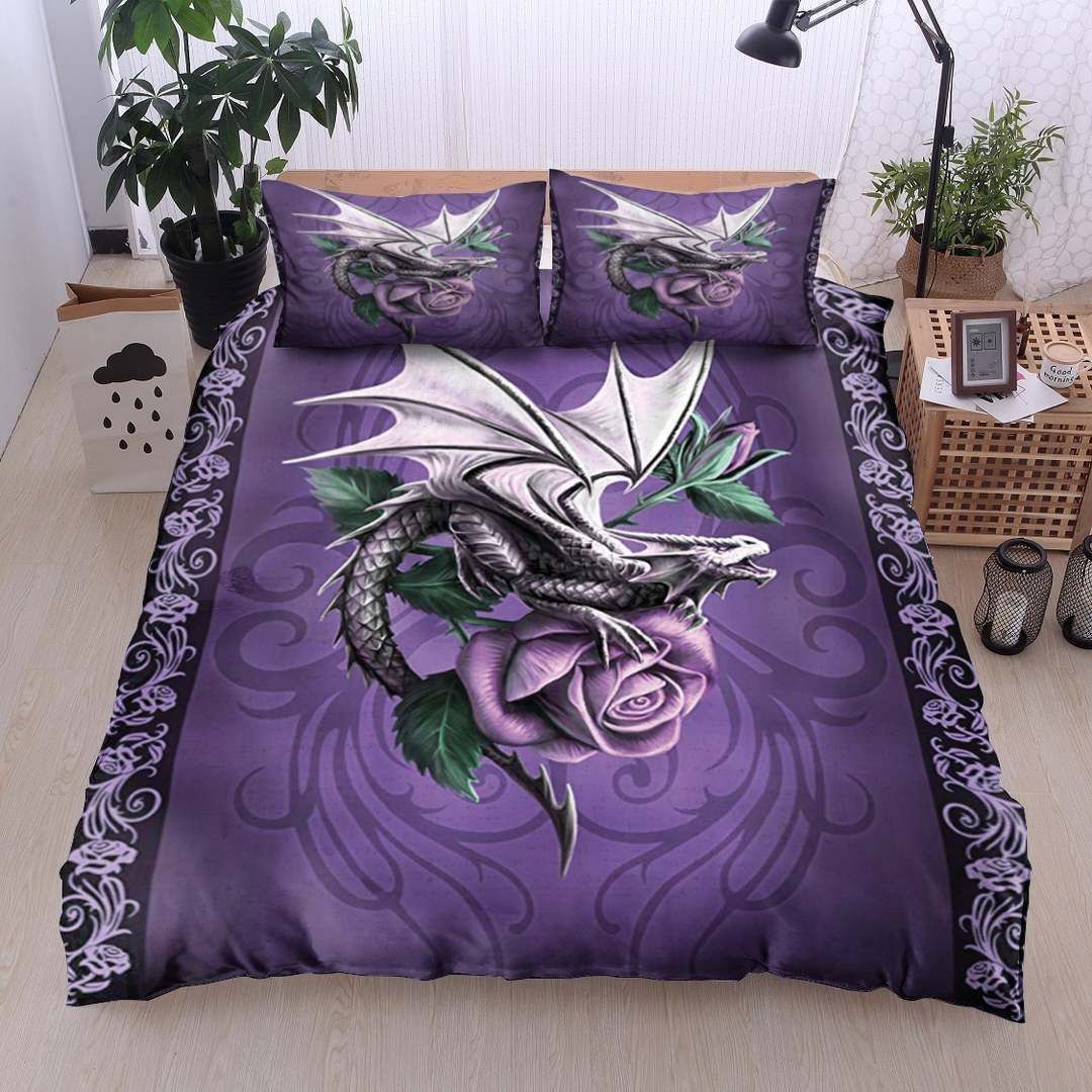Dragon Rose Violet Bedding Set