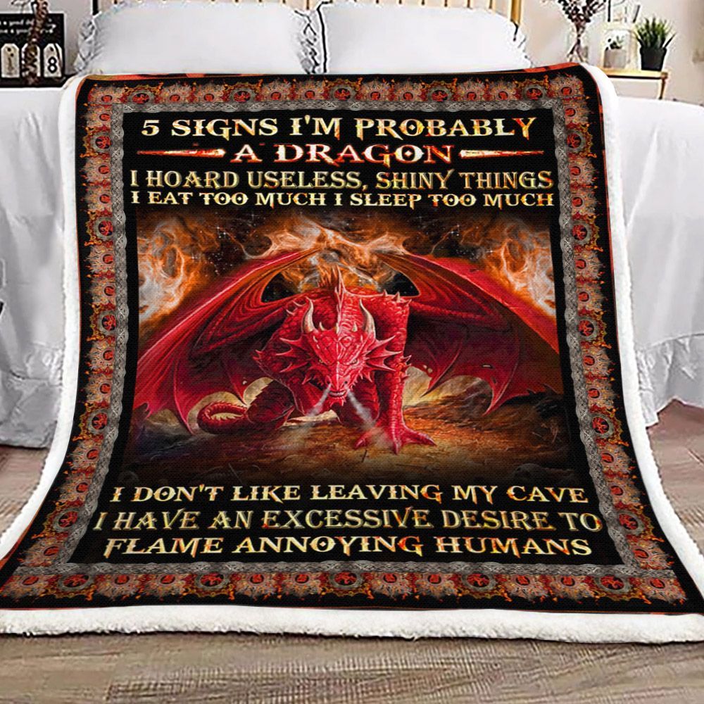 Dragon Sign Sherpa Fleece Blanket