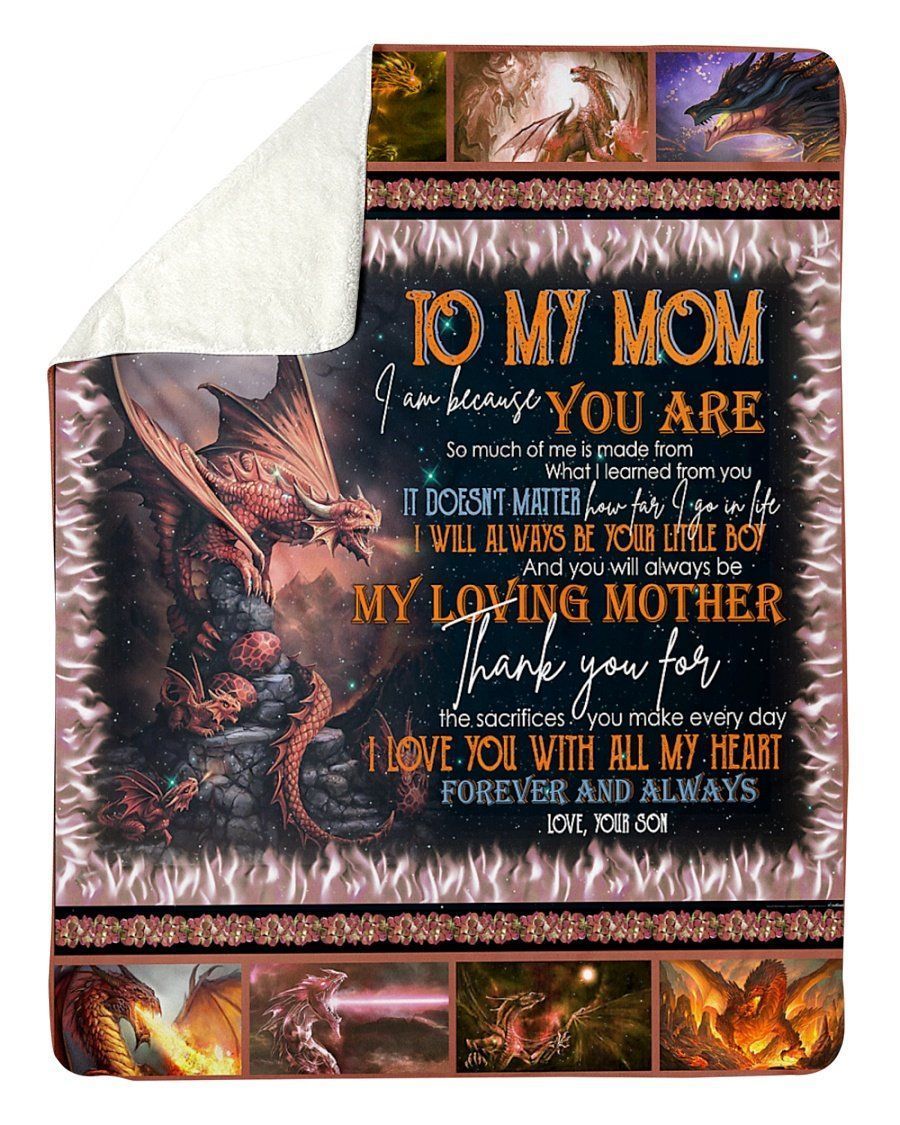 Dragon Son To Mom Sherpa Fleece Blanket