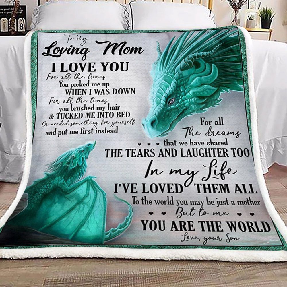 Dragon Son To Mom Sherpa Fleece Blanket