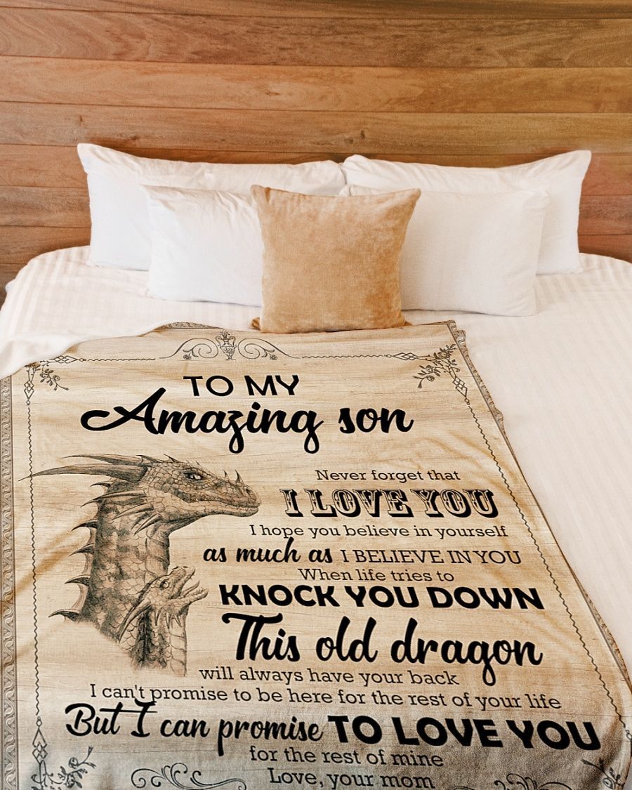 Dragon To My Amazing Son Sherpa Fleece Blanket