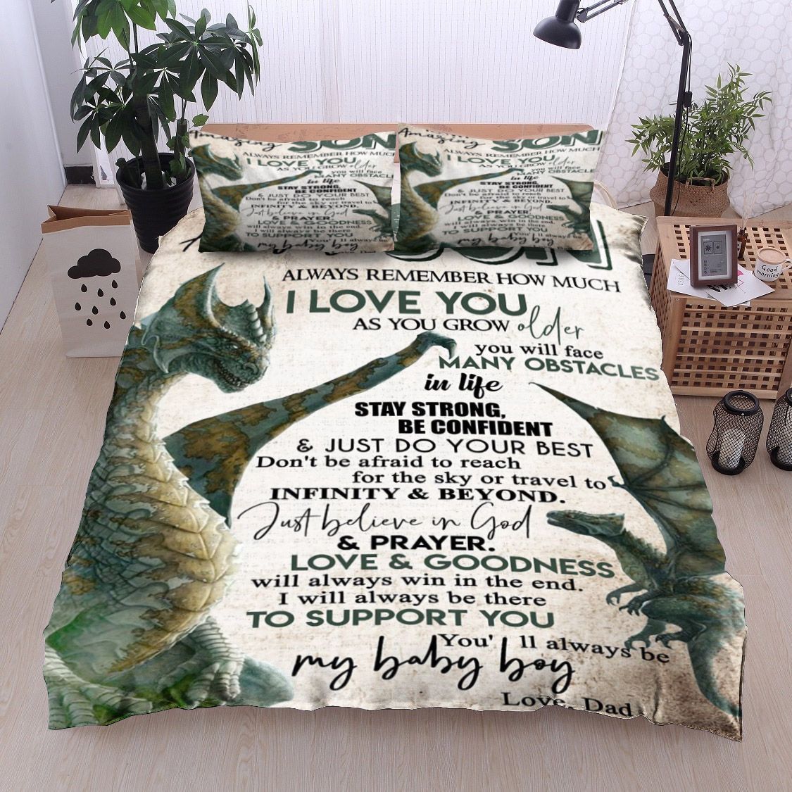 Dragon To My Amazing Son Love Dad Bedding Set