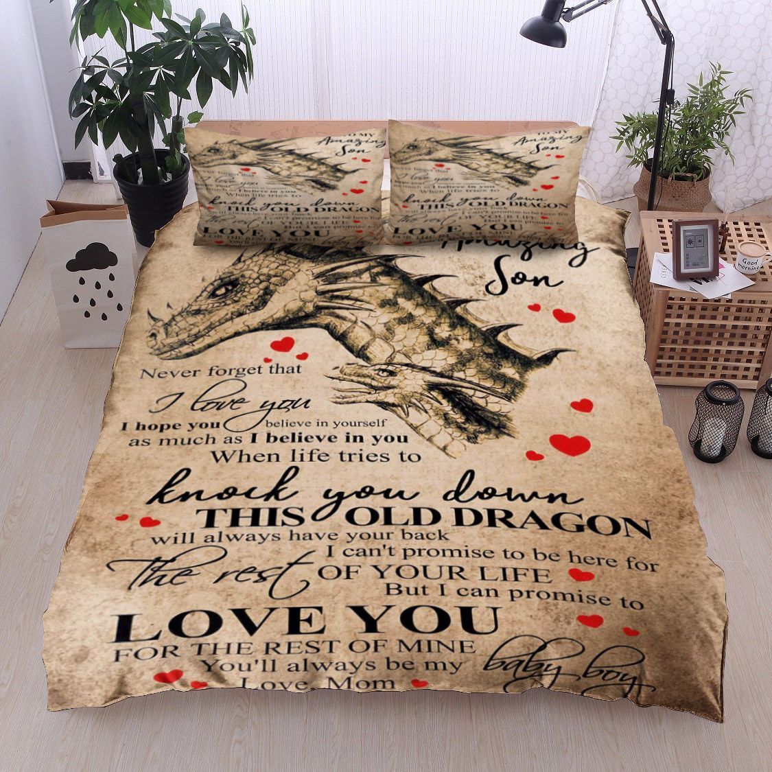 Dragon To My Amazing Son Love Mom Bedding Set