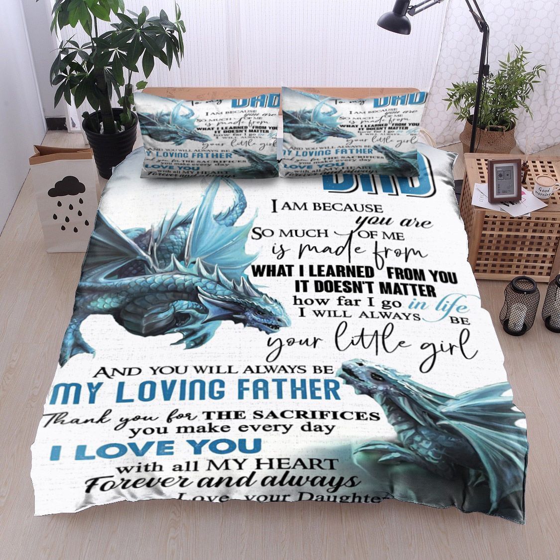 Dragon To My Dad Love Your Daughter Bedding Set