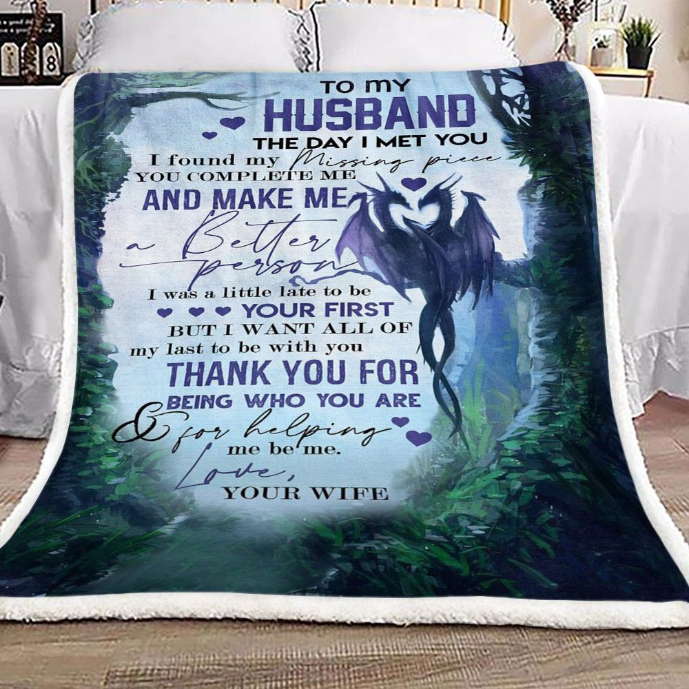 Dragon To My Husband Sherpa Fleece Blanket