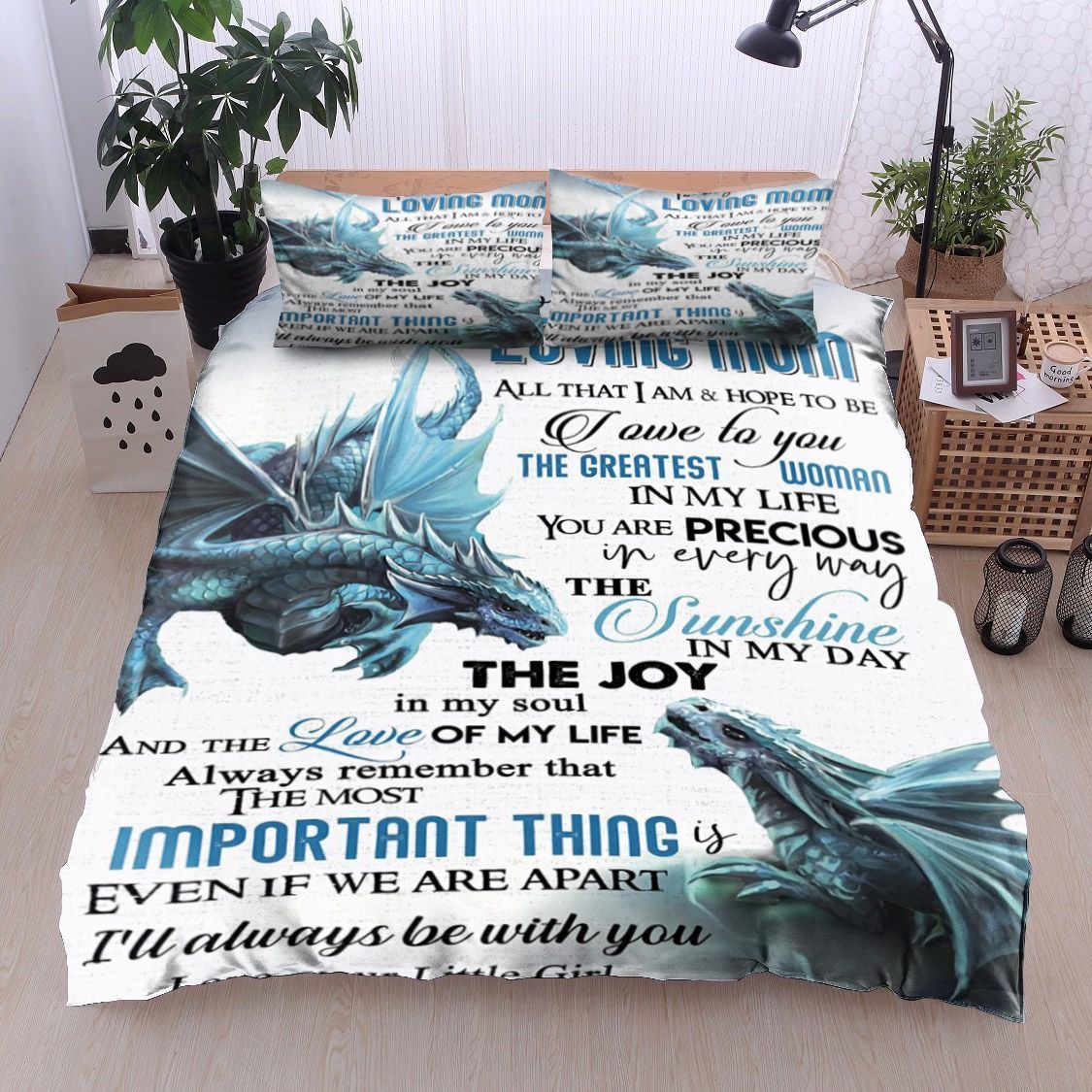 Dragon To My Loving Mom Love Your Little Girl Bedding Set