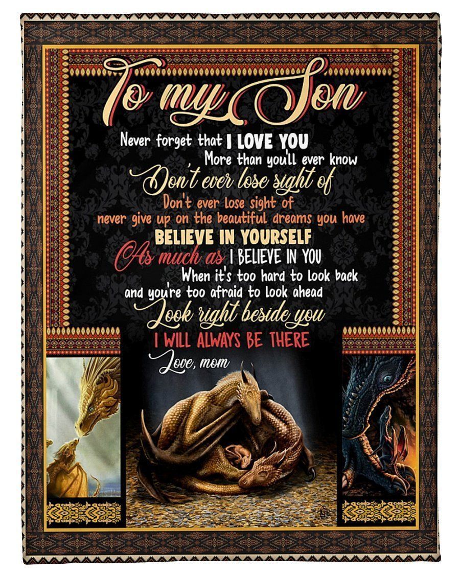 Dragon To My Son Believe In Yourself Fleece Blanket