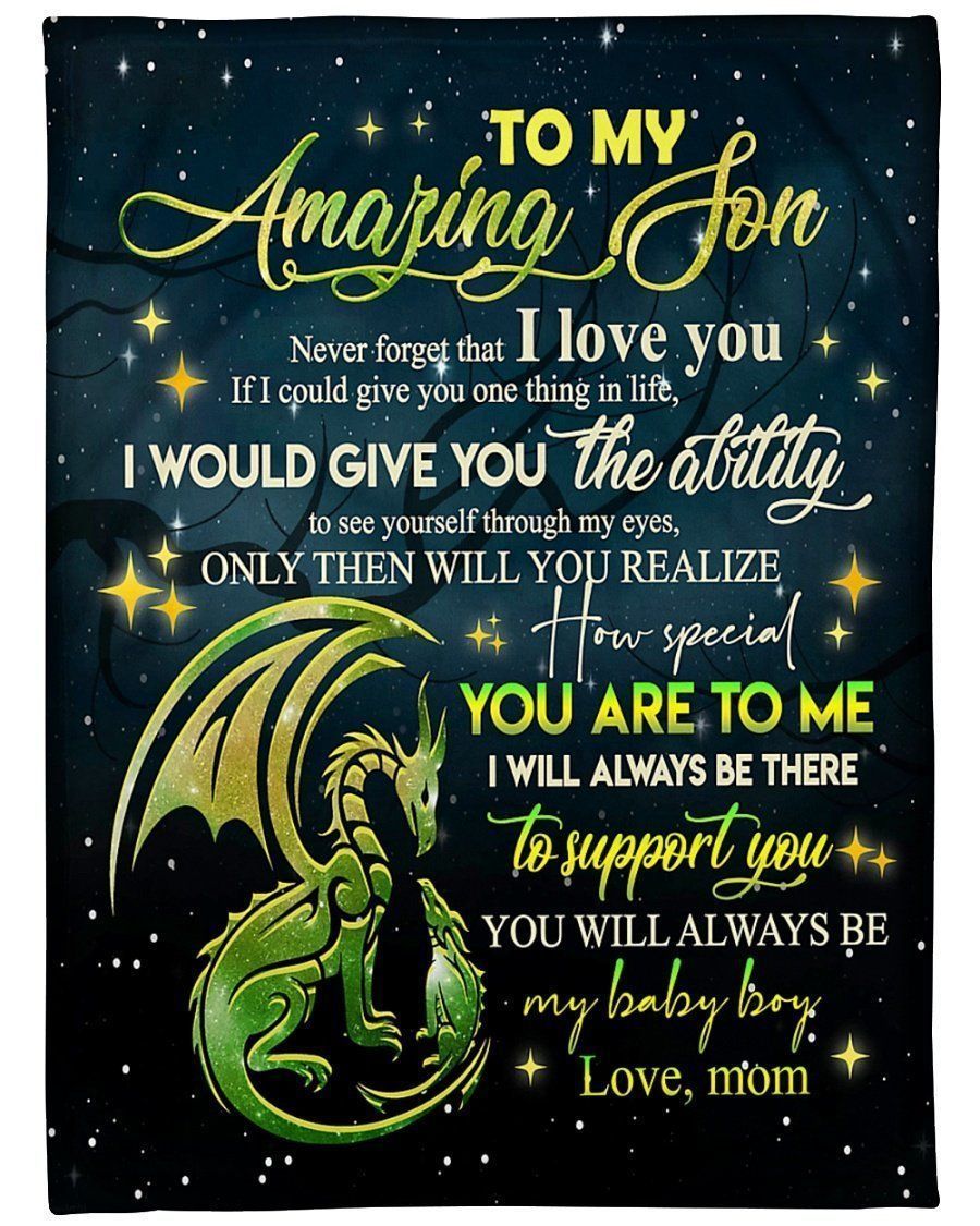 Dragon To My Son Never Forget That I Love You Fleece Blanket