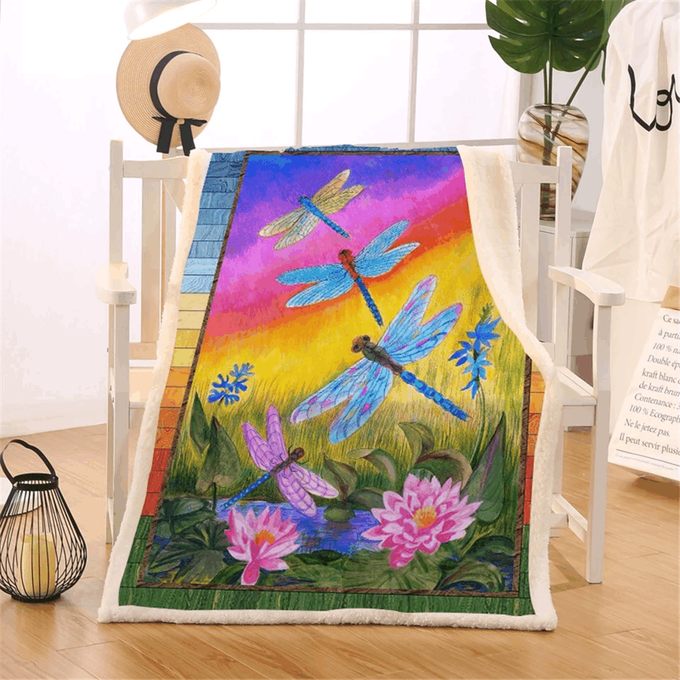 Dragonflie Sherpa Fleece Blanket