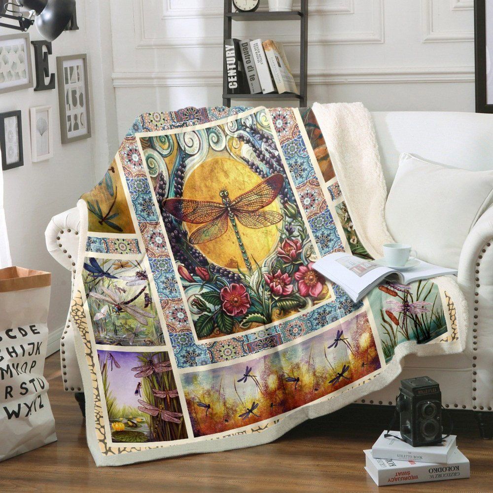 Dragonfly 09 Sherpa Fleece Blanket