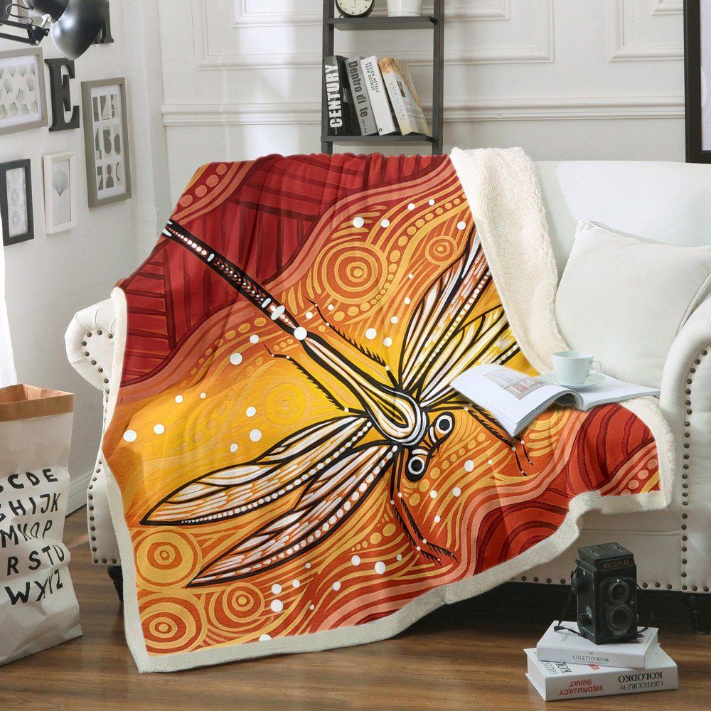 Dragonfly Sherpa Fleece Blanket