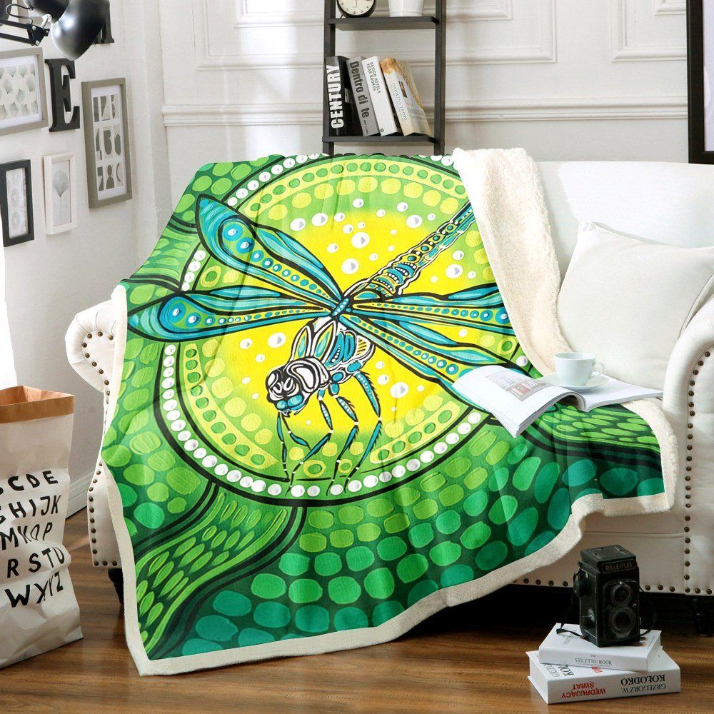 Dragonfly Sherpa Fleece Blanket