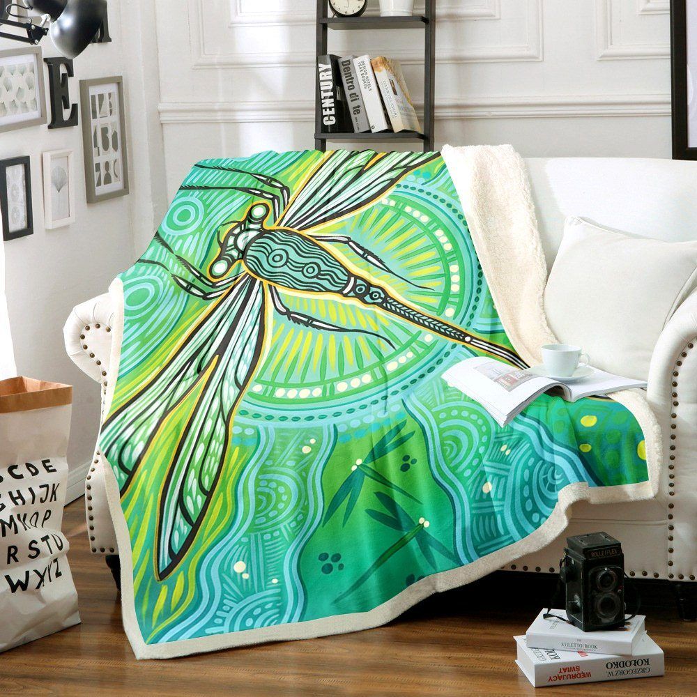 Dragonfly Sherpa Fleece Blanket