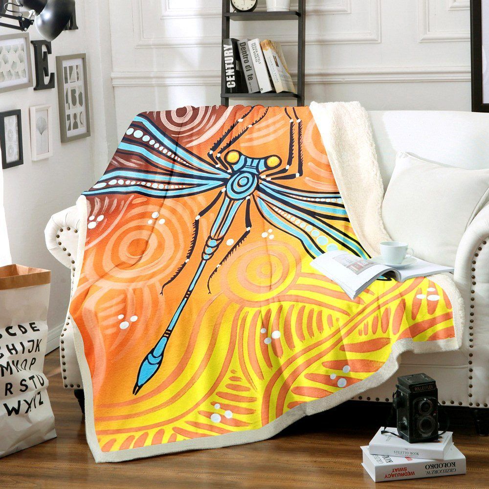 Dragonfly Sherpa Fleece Blanket