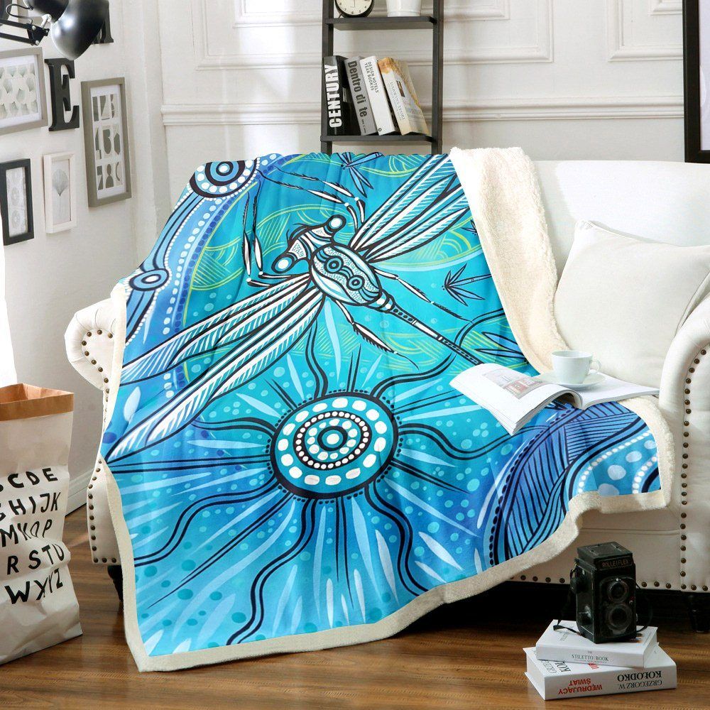 Dragonfly Sherpa Fleece Blanket