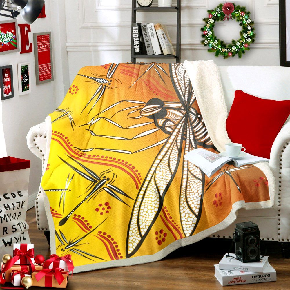 Dragonfly Sherpa Fleece Blanket