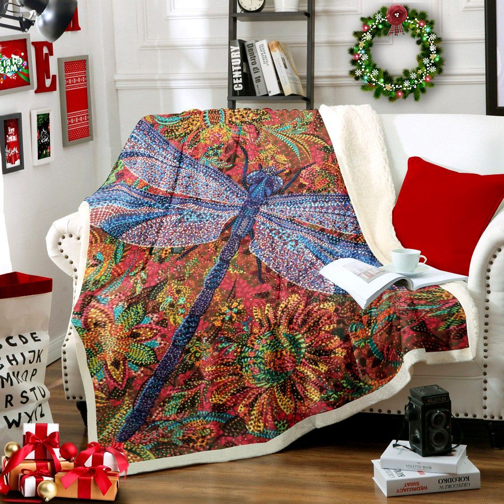 Dragonfly Sherpa Fleece Blanket