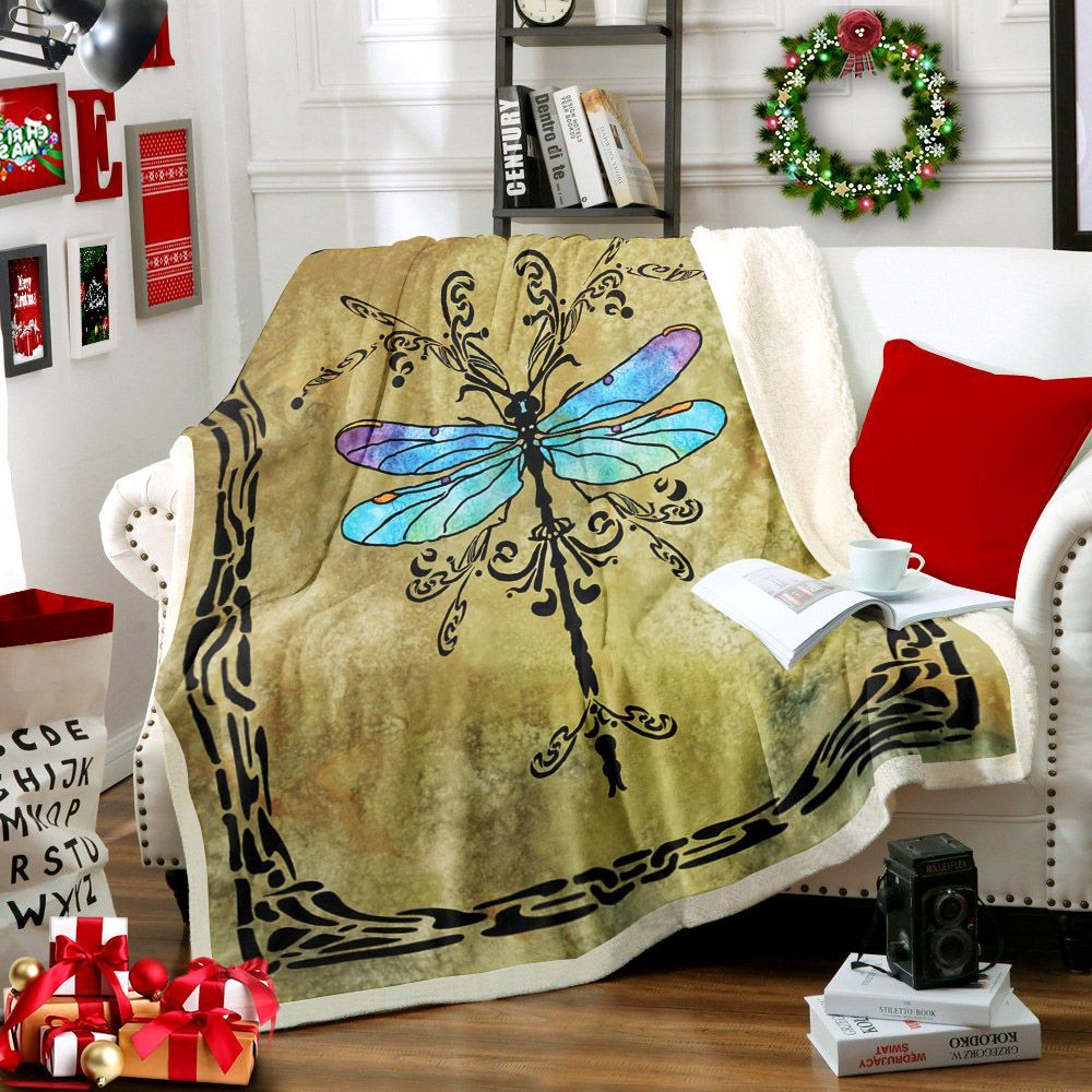 Dragonfly Sherpa Fleece Blanket