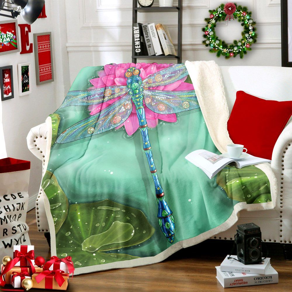 Dragonfly Sherpa Fleece Blanket