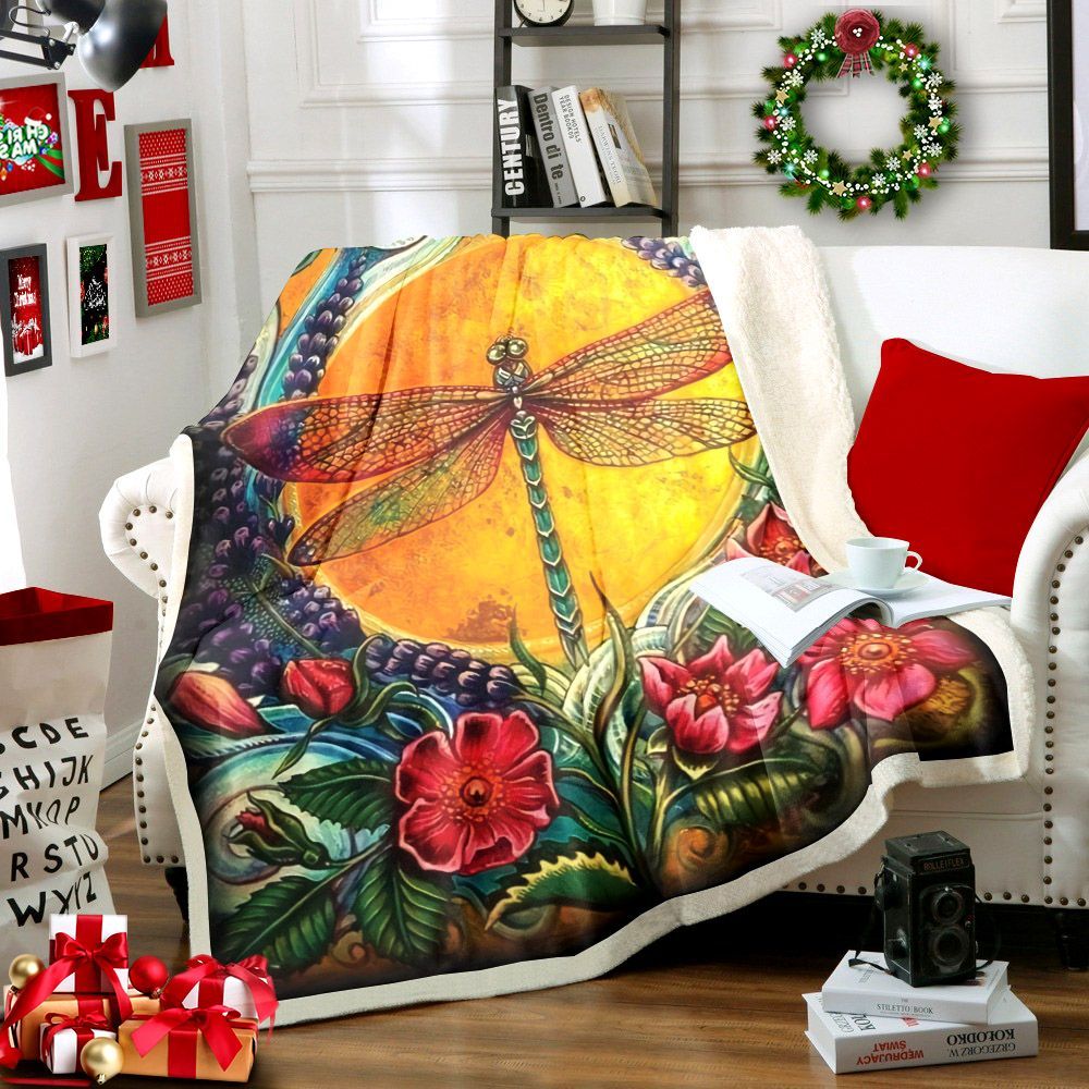 Dragonfly Sherpa Fleece Blanket