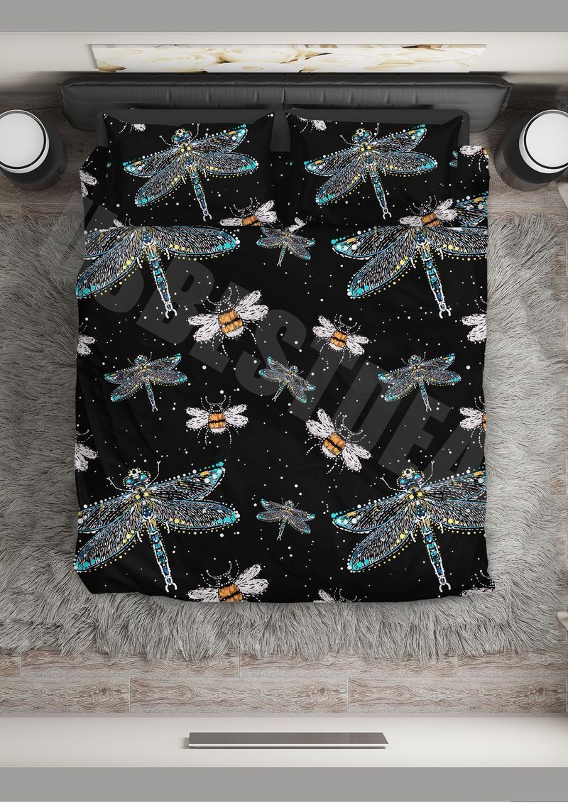Dragonfly And Bee Night  Bedding Set