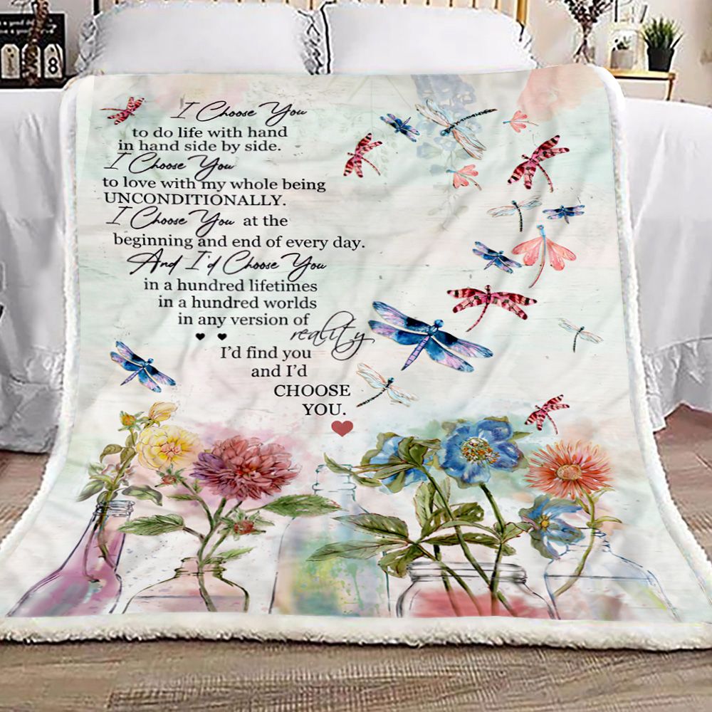 Dragonfly And I Choose You For My Whole Life Fleece Blanket