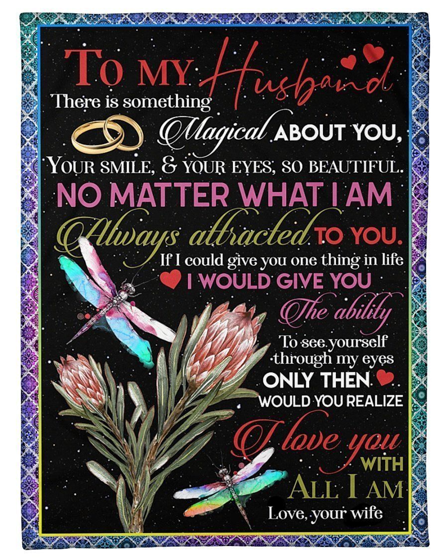 Dragonfly And Protea To My Husband I Love You Fleece Blanket
