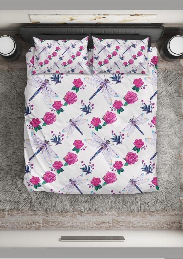 Dragonfly And Rose Bedding Set