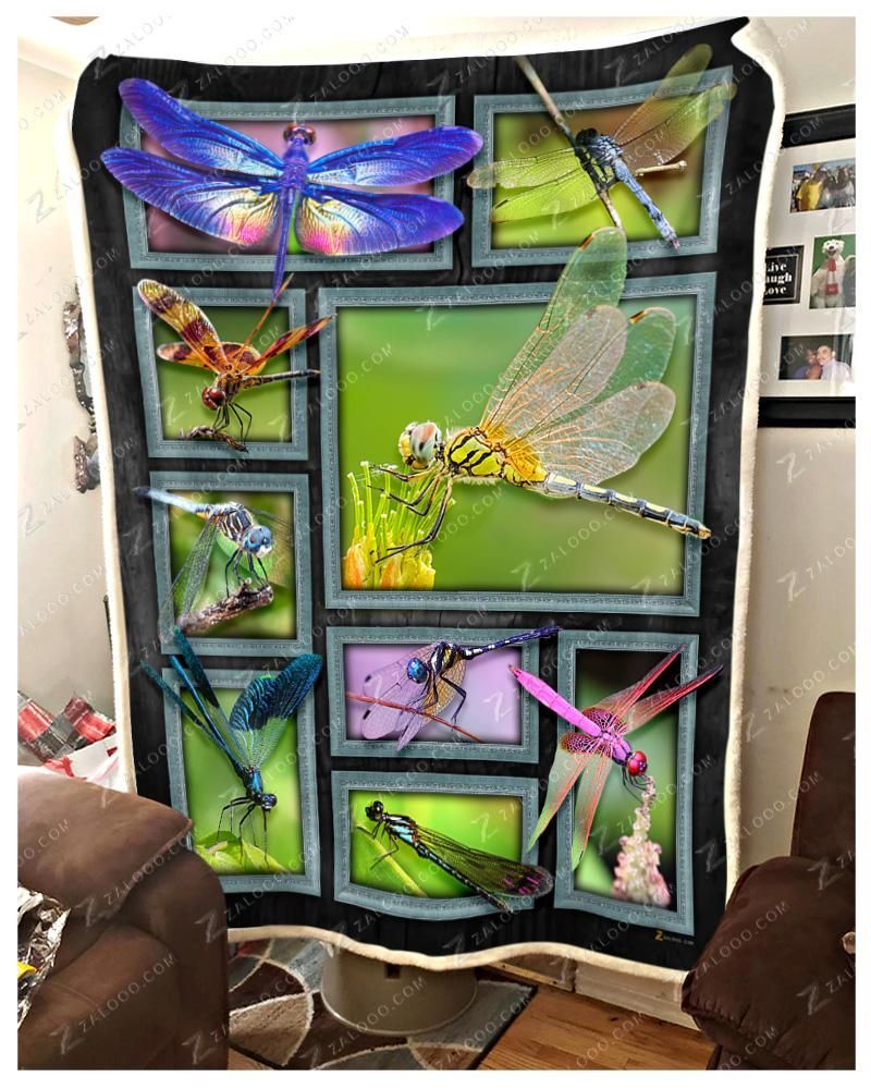 Dragonfly Beautiful Dragonflies Sherpa Fleece Blanket