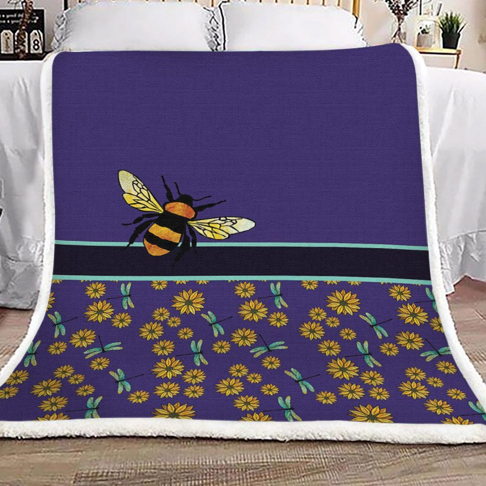 Dragonfly Bee Sherpa Fleece Blanket