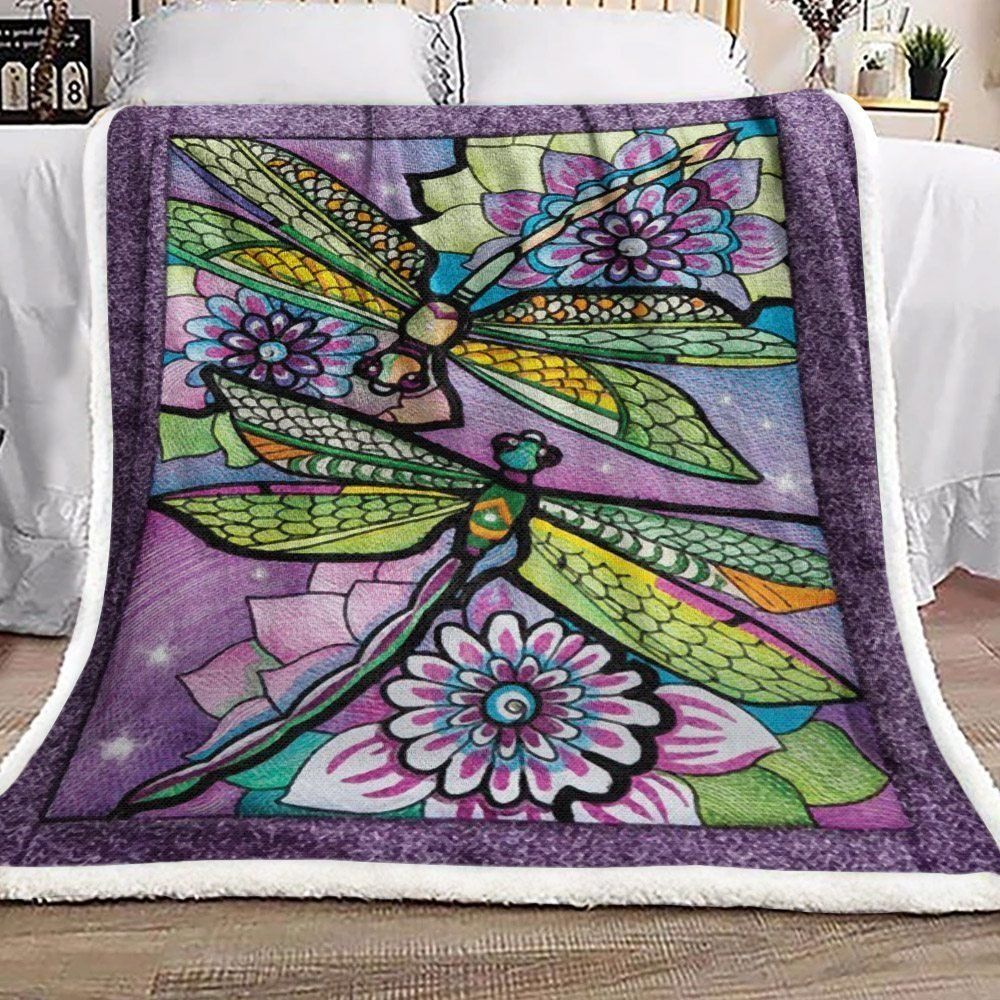 Dragonfly Sherpa Fleece Blanket