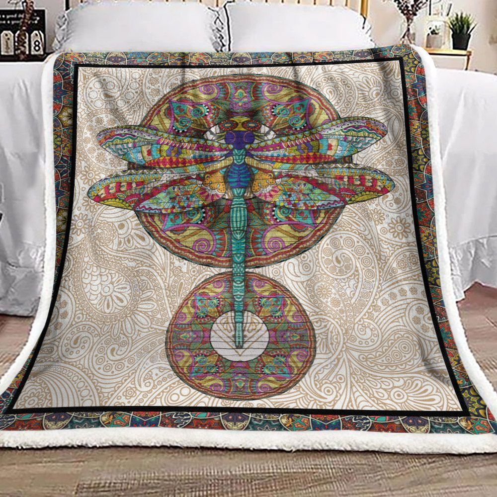 Dragonfly Sherpa Fleece Blanket