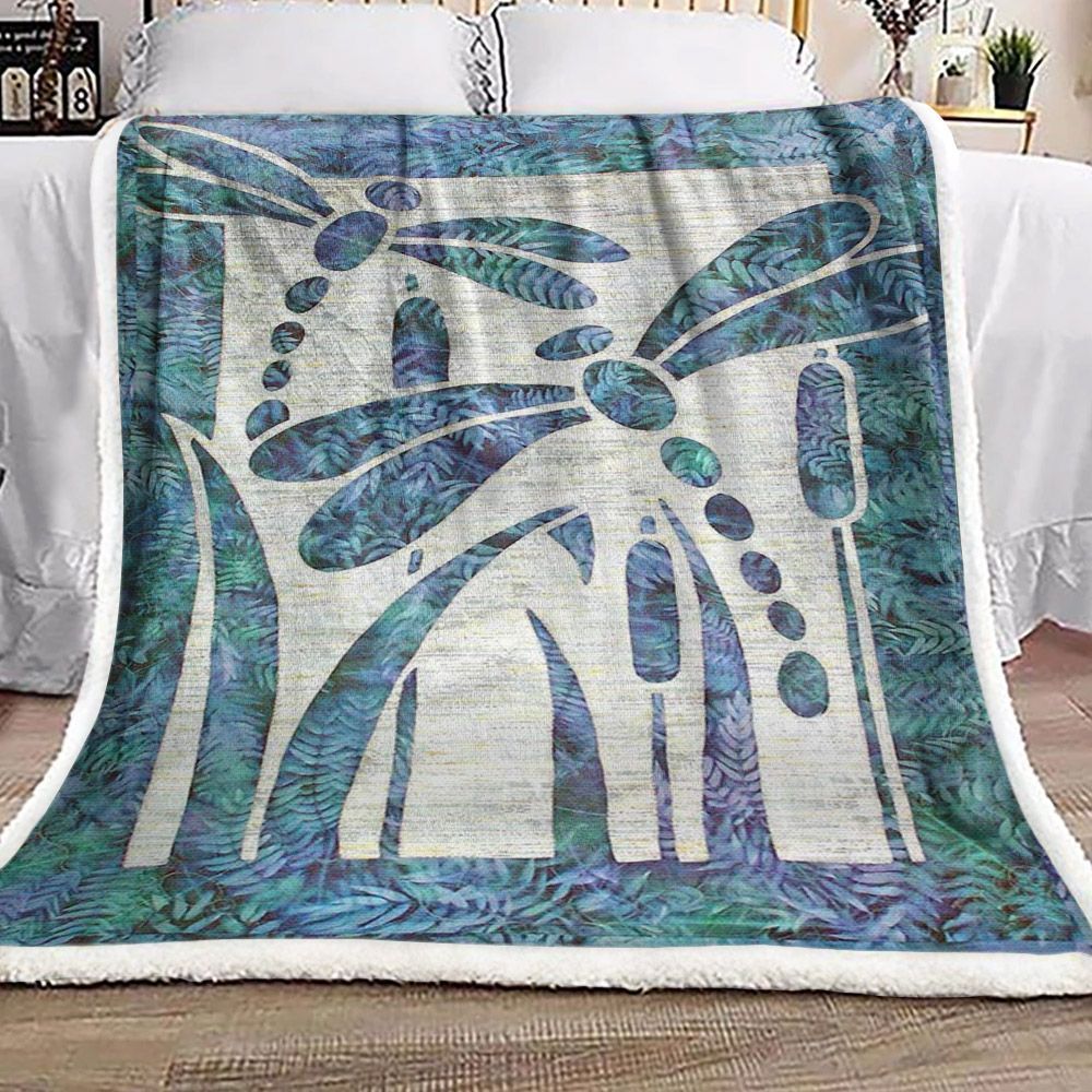Dragonfly Sherpa Fleece Blanket