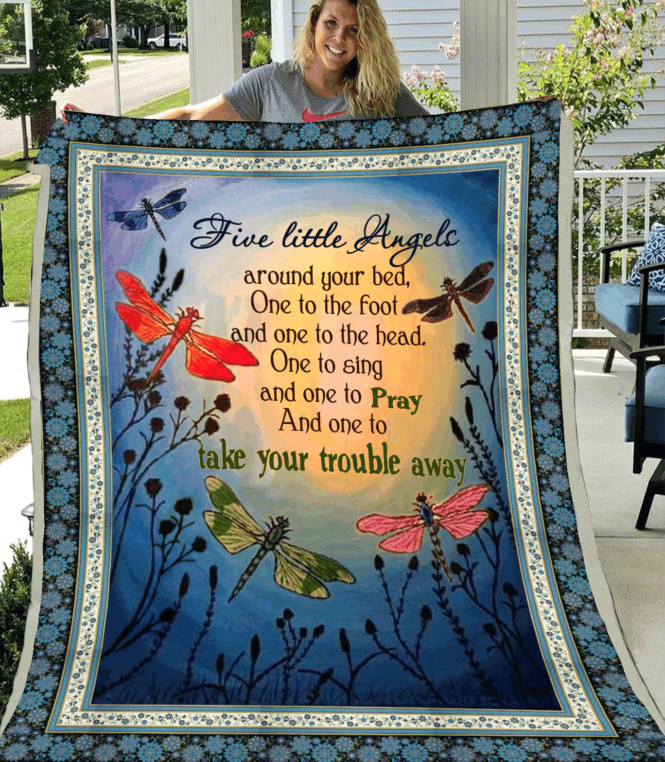 Dragonfly Blanket Five Little Angels One To Sing And One To Pray Giving Family