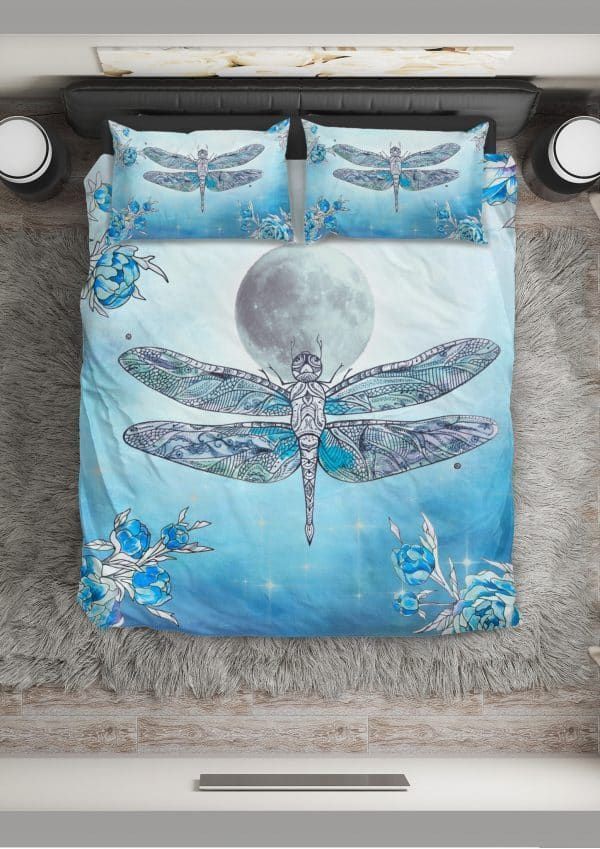 Dragonfly Blue Moon Bedding Set
