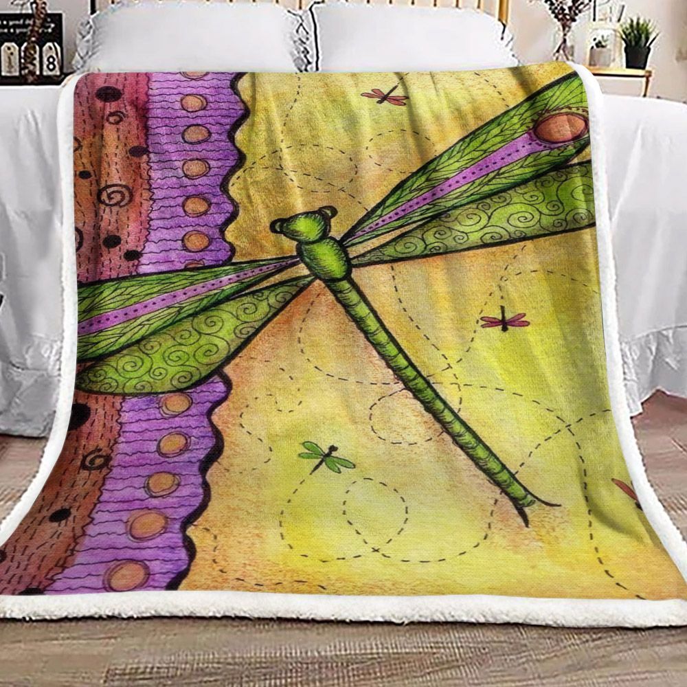 Dragonfly Sherpa Fleece Blanket