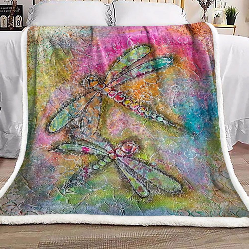 Dragonfly Sherpa Fleece Blanket