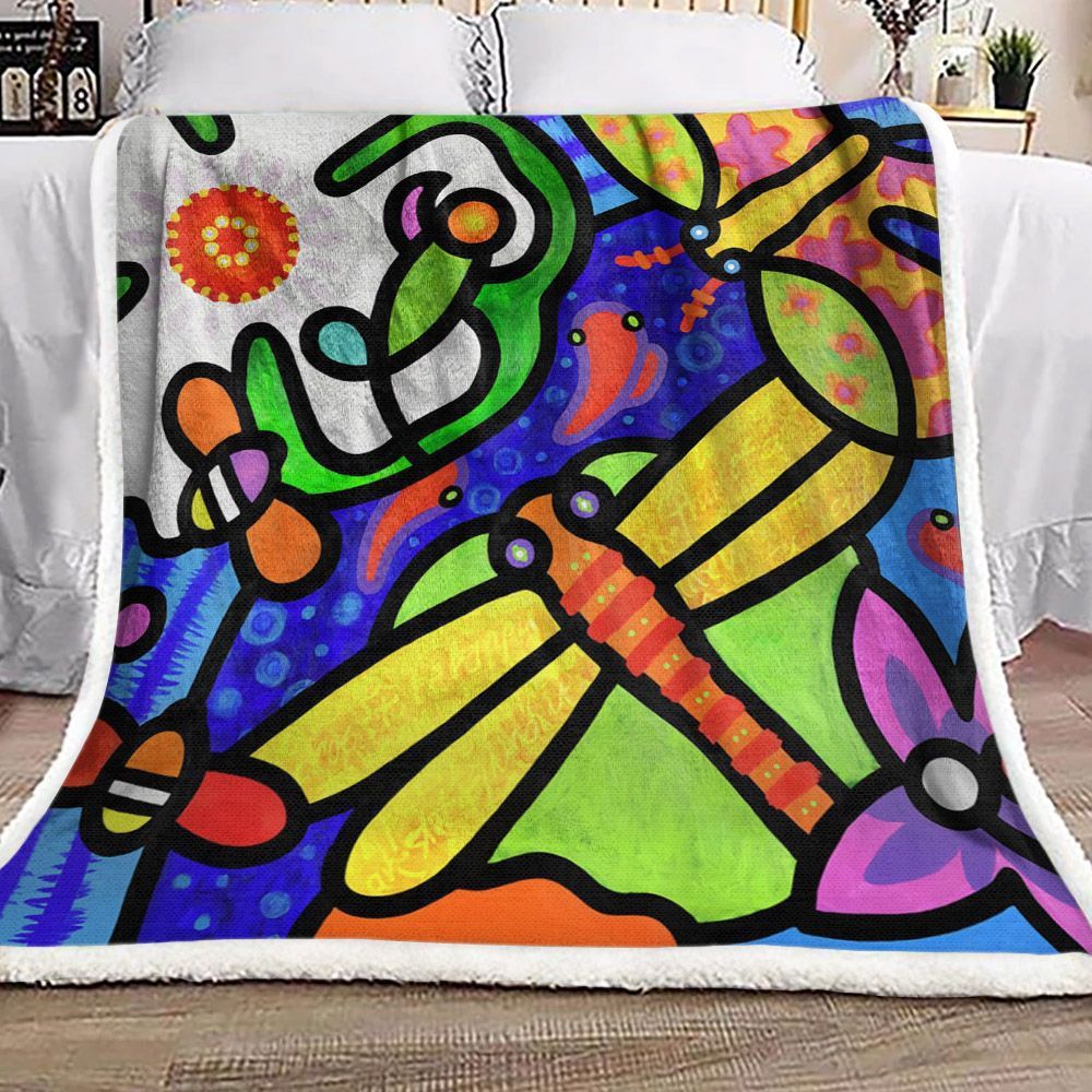Dragonfly Sherpa Fleece Blanket
