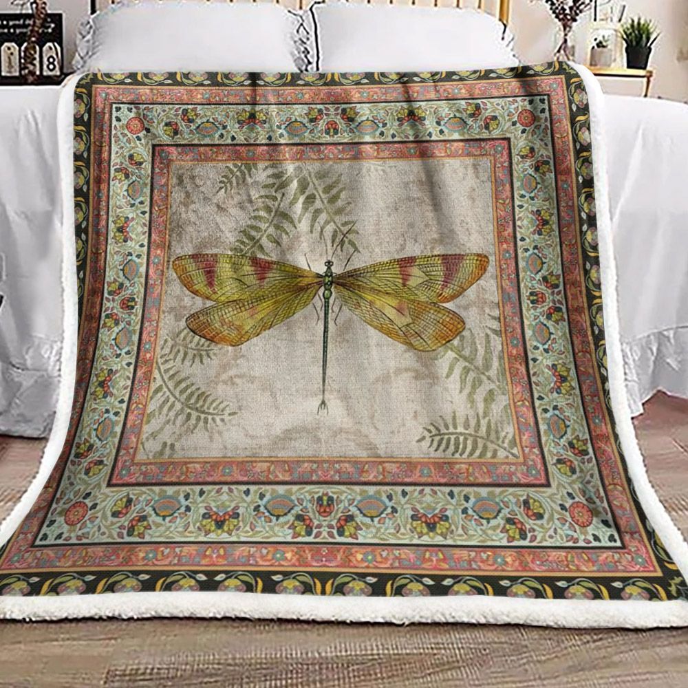 Dragonfly Sherpa Fleece Blanket