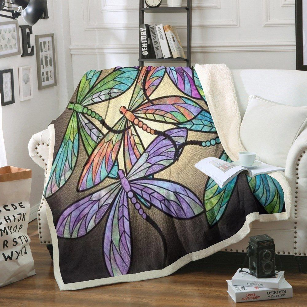 Dragonfly Sherpa Fleece Blanket