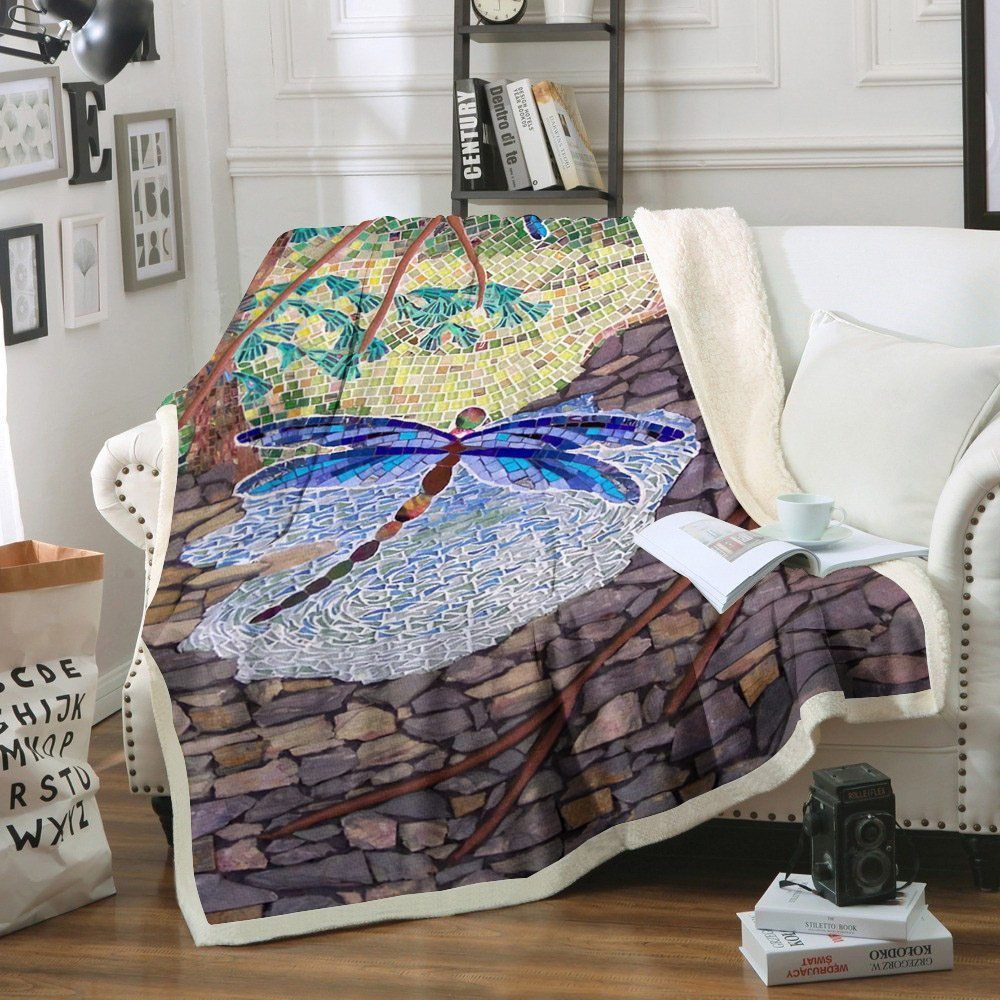 Dragonfly Sherpa Fleece Blanket