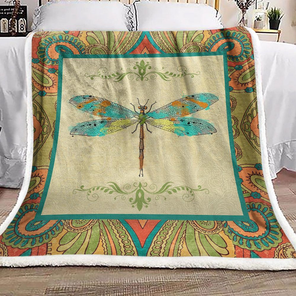 Dragonfly Sherpa Fleece Blanket