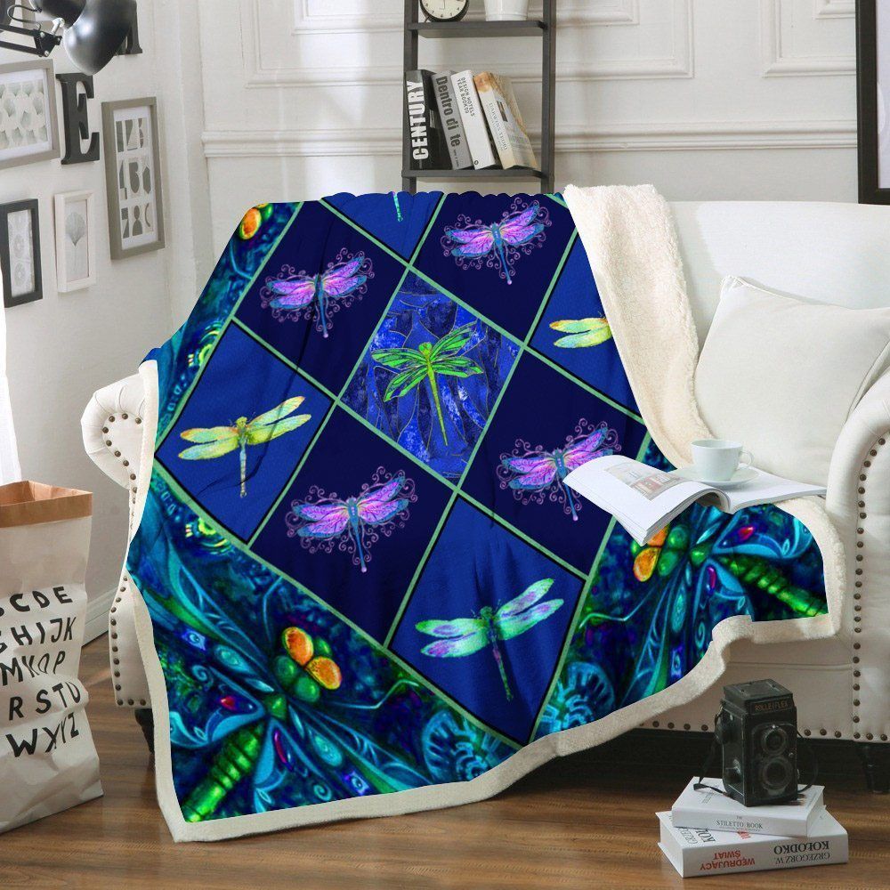 Dragonfly Sherpa Fleece Blanket