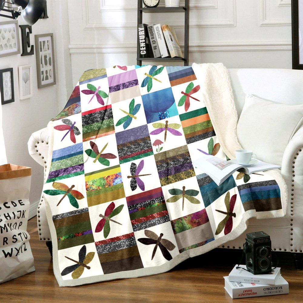 Dragonfly Sherpa Fleece Blanket