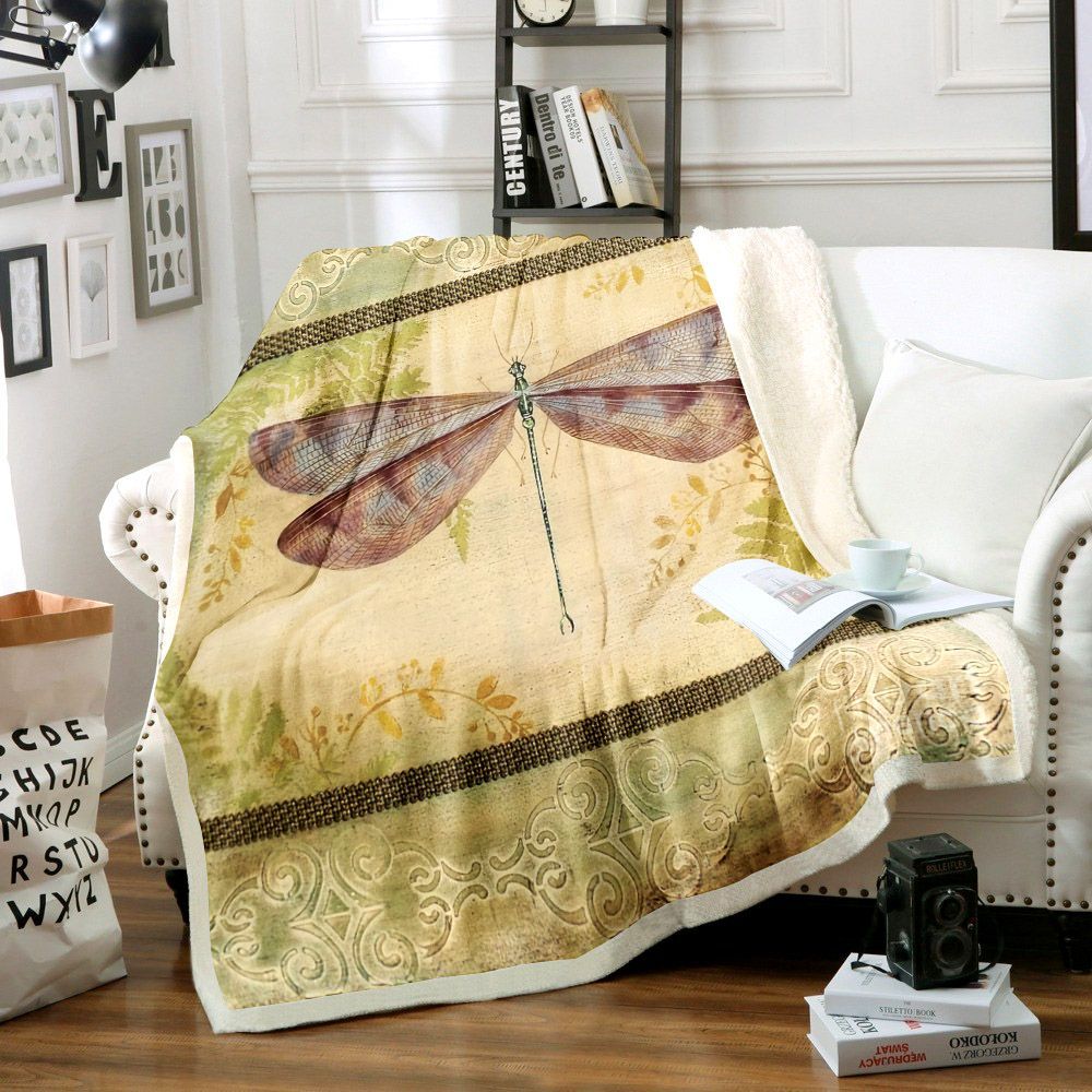 Dragonfly Sherpa Fleece Blanket
