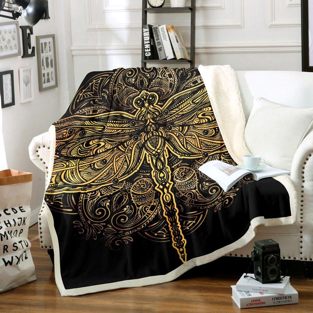 Dragonfly Sherpa Fleece Blanket