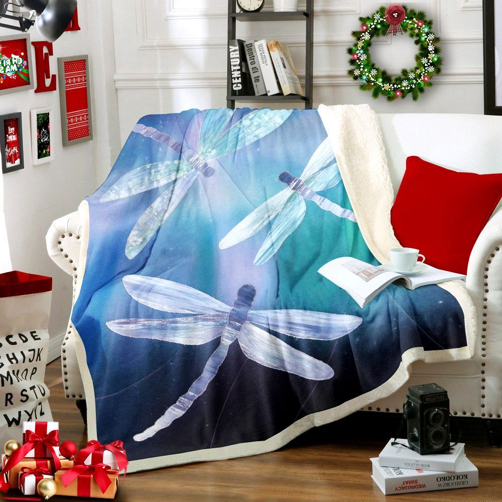 Dragonfly Sherpa Fleece Blanket